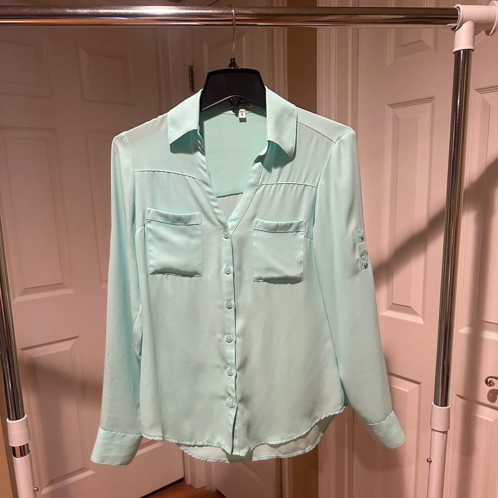 Express Women's Mint Green Portofino Button-Down Shirt